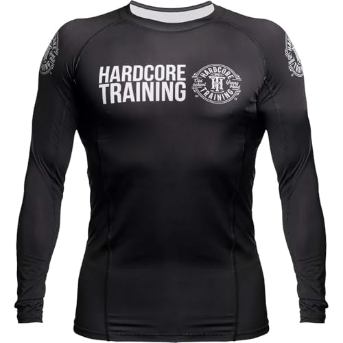 Hardcore Training Recruit Schwarz Rash Guard Men's Kompressionshemd Herren Lange Ärmel Grappling Jiu Jitsu MMA Fitness Boxen No Gi