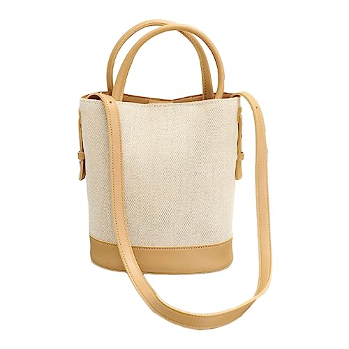 ohodhmnu Damen Tragetasche, stilvolle und japanische PU Bucket Bag Schultertaschen für Frauen für Outdoor-Abenteuer, aprikose, with ribbon