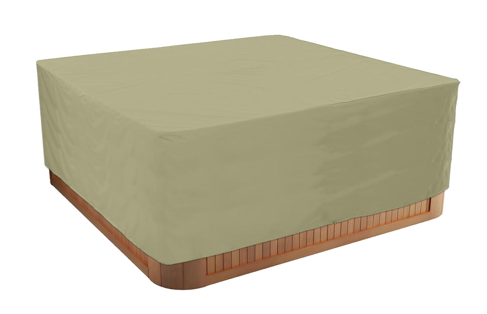 BaCover Whirlpool-Abdeckung, Quadratischer Allwetter Garten Spa Abdeckung aus 210D Oxford, Wasserdicht, Staubdicht, UV-geschützt Quadrat Poolabdeckung,Beige,200x200x85cm