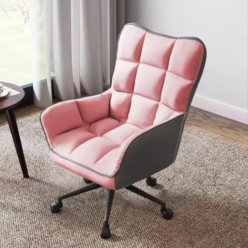 Schaukelstuhl, Sessel, Sofastuhl, Computer-Bürostühle, 360°-Drehstuhl mit Rollen, moderner Stoffsessel, Heimarbeitsstuhl, Schwammkissen, Lazy Chair mit hoher Rückenlehne, Rosa