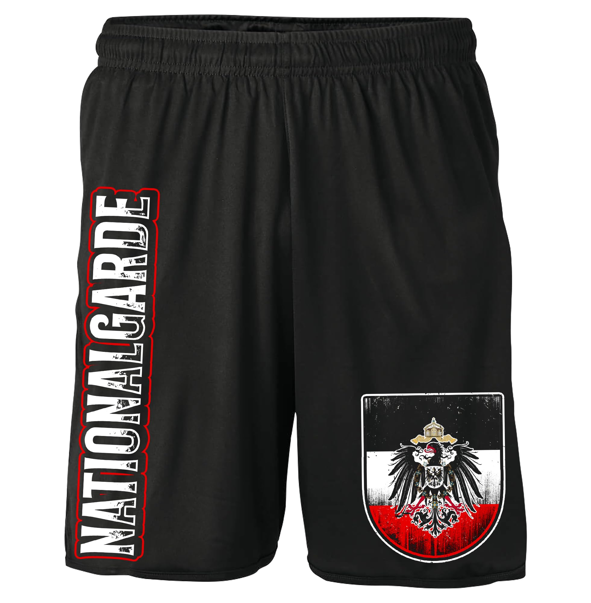 UGLYSHIRT Nationalgarde Shorts | Kaiserreich Deutschland Kurze Hose Preußen Patrioten Germany Wiederstand Hose | Schwarz (XXL)