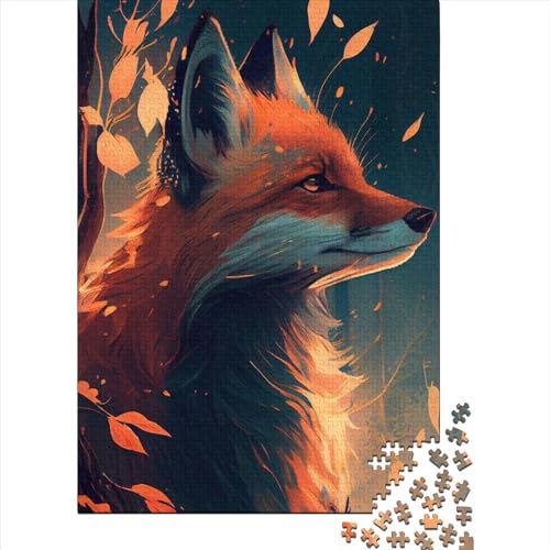 Puzzle für Erwachsene mit 1000 Teilen, Tier-Fuchs, Holzpuzzle für Erwachsene und Jugendliche von Wooden Jigsaw Puzzles für Erwachsene und Teenager, 75 x 50 cm