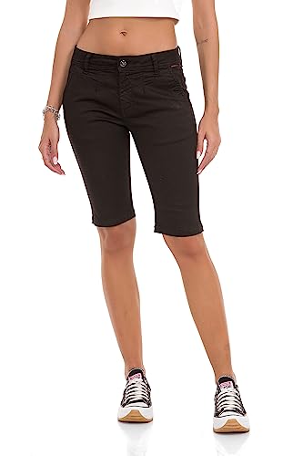 Cipo & Baxx Damen Capri Kurzehose Freizeit Hose Shorts WK186 Schwarz W32