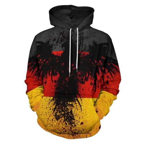 HABXNJF Kapuzenpullover Deutschland Flagge Adler Hoodie Mode Hoodie mit Tasche für Herren Damen, Deutschland Flagge Adler, XXL