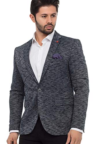 Cipo & Baxx Herren Sakko Blazer Business Casual Anzugssakko Freizeit Blau meliert 48