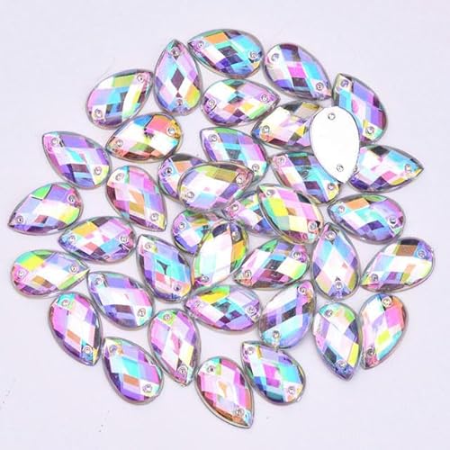 Bulk Flatback Strasssteine, Kristall Hotfix, 8 x 13 mm, 18 x 25 mm, dunkelgrün, for Nähen, in Tropfenform, Strasssteinchen mit flacher Rückseite, Strass-Kristall for Handarbeiten, Kleidung, Basteln(Cr