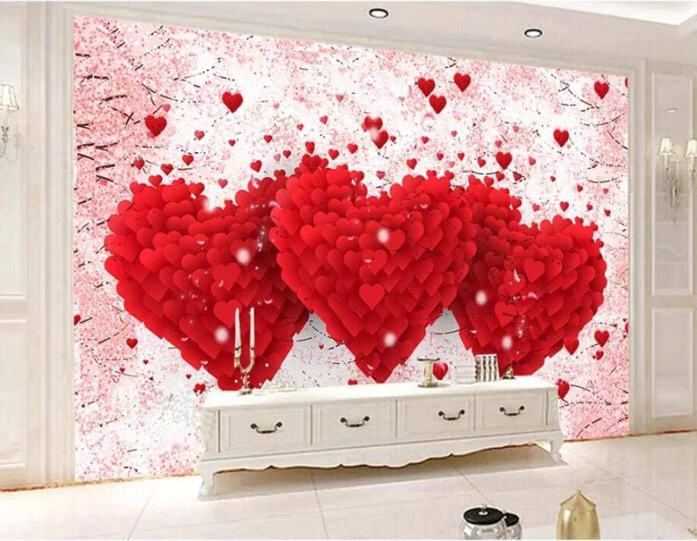 Rotes Herz Rosa Blume 3D Tapete Poster Restaurant Schlafzimmer Wohnzimmer Sofa TV Dekorative Wand-430cm×300cm