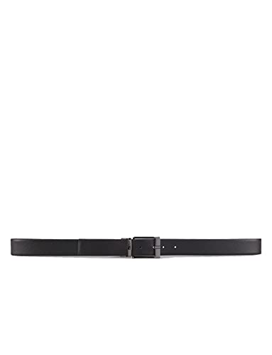 Armani Exchange Herren Leather Belt with Plaque Gürtel, Schwarz (Black/Dark Brown 54120), No Aplica|#682 (Herstellergröße:TU)