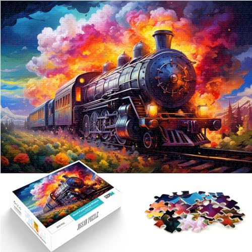 Puzzles Bunter Psychedelischer Zug Puzzles für Erwachsene 1000 Teile Holzpuzzle Schwierige schwere Puzzles für Frauen Männer 1000 Stück (50x75cm)