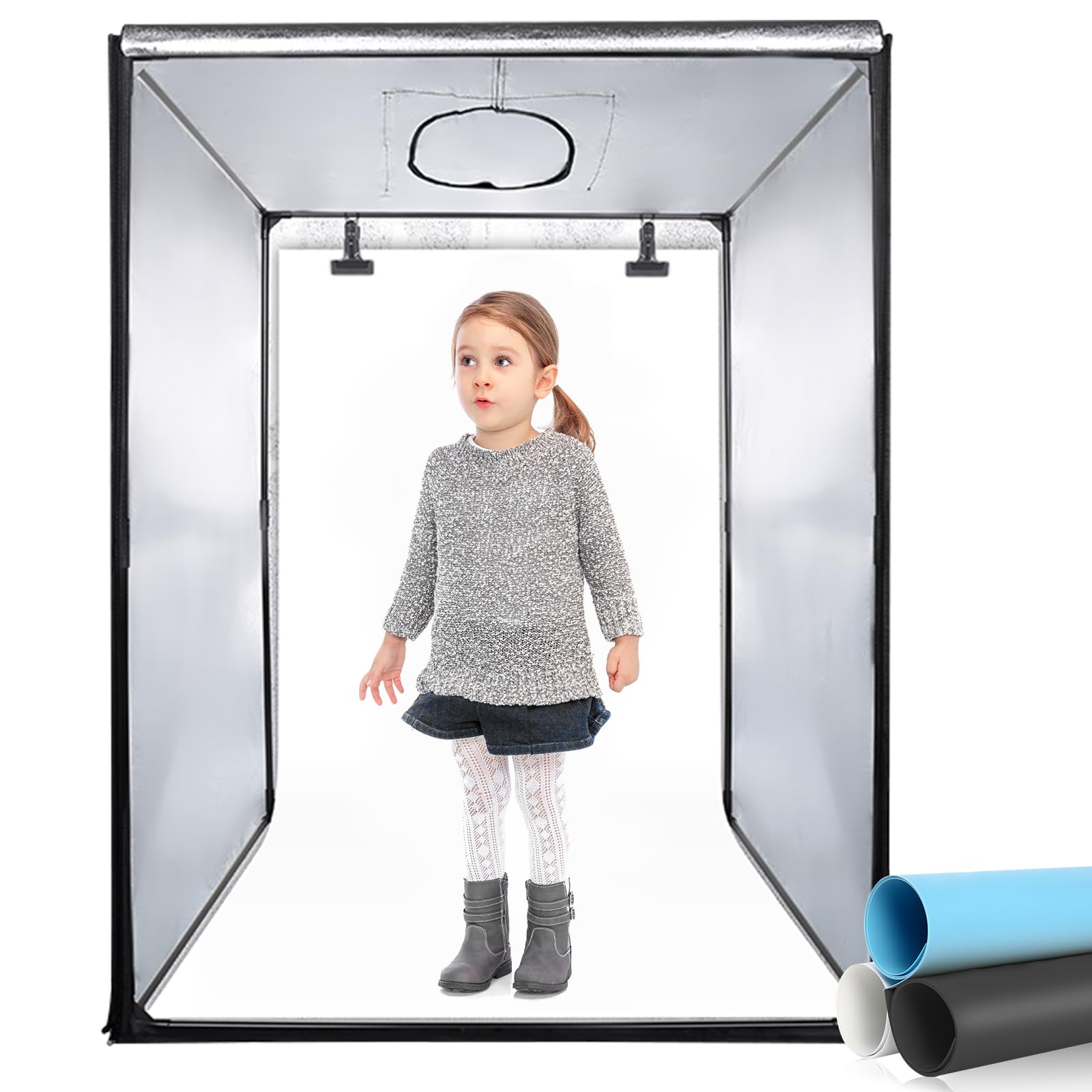 Fotostudio, Heorryn 140 x 120 x 100cm Tragbare Faltbares Lichtzelt Kit mit 576 Dimmbare LED-Beleuchtung und 3 Farbhintergründen für die Fotografie