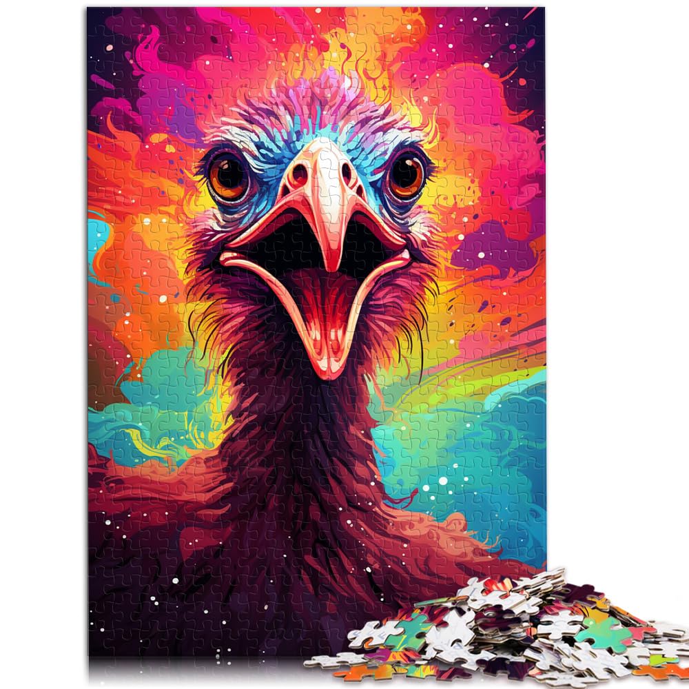 Puzzle zum Malen, buntes Straußenpuzzle, 1000 Teile, für Erwachsene, Holzpuzzle, jedes Teil ist einzigartig – anspruchsvolles, unterhaltsames Familienspiel, 1000 Teile (50 x 75 cm)