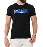 Cipo & Baxx Herren T-Shirt Baumwolle Rundhals Brustprint Kurzarm Freizeitshirt CT711 Schwarz L