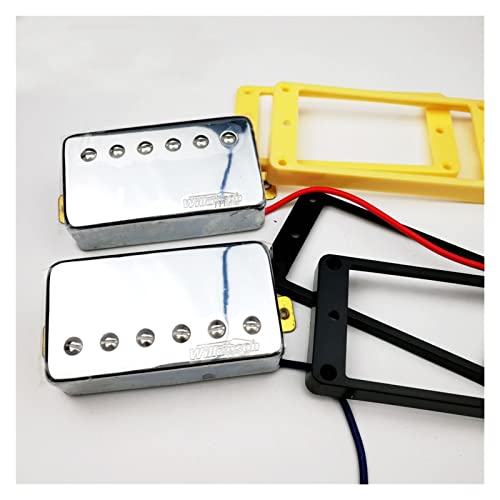 ZENGXUE 1 Set E-Gitarre Humbucker Pickups Chrom Silber Abdeckung (Hals Und Brücke) Humbucker Tonabnehmer Set (Color : With Black frame)