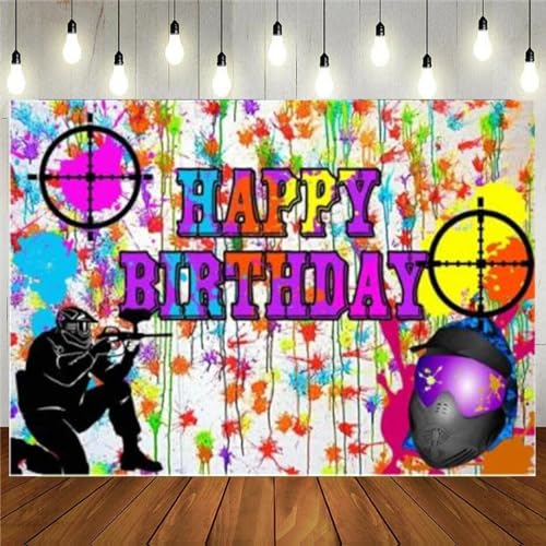 Alles Gute zum Geburtstag Hintergrund des Schießspiels Thema Party Fotografie Hintergrund Tag Splatter Tisch Banner 300x200cm