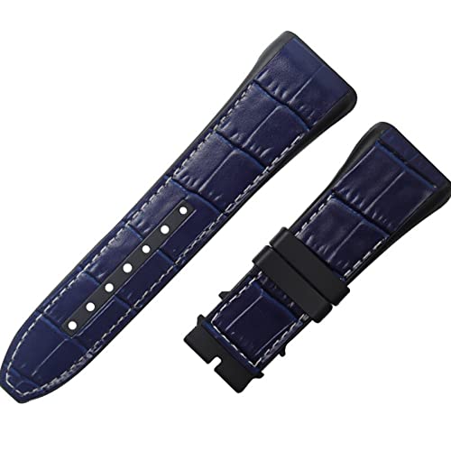 YIHANSS 28 mm Uhrenarmband aus Nylon, Rindsleder und Silikon, schwarz/blau, mit Faltschließe für die Uhr der Franck Muller-Serie