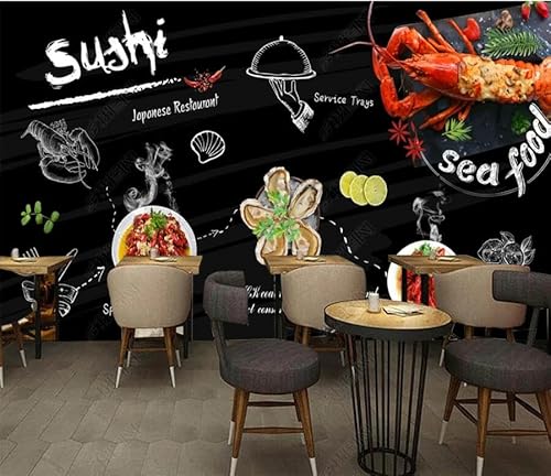 tyujlkjddlf Tapete Wandbild 3D Benutzerdefinierte Tafel-Meeresfrüchte-Hummer-Restaurant-Catering-Hintergrundwand-140Cmx100Cm