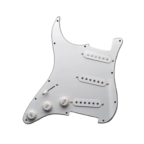 Schlagbrett Tonabnehmer für E Gitarre Schlagbrett-Rückplatte 3 SSS vorverdrahtetes Schlagbrett für Gitarre geladenes Schlagbrett versetzte Tonabnehmer 48/50/52 mm(White)