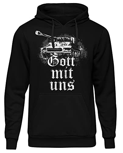 uglyshirt89 Legende Tiger Herren Kapuzenpullover | Panzer Pullover Herren - Landser Hoodie - Tiger Panzer - WW2 Hoodie | M4 Schwarz (L)