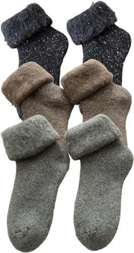 Snowbegone Kaschmirwollsocken, Premium-Kaschmirsocken, Damen-Kaschmirsocken, weiche, winterwarme, dicke Wollsocken (B-3 Paare)