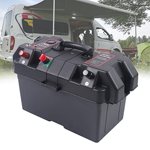 Batteriebox Batteriekasten, Doppelte USB Anschlüsse Batterie Kasten Box für Bootsmotor Elektromotor Schlauchboot Aussenboarder Wohnmobil