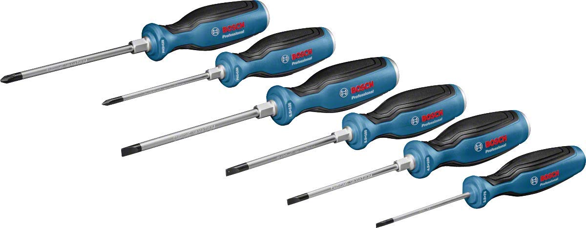 Bosch Professional Schraubendreher Set 6 tlg. (Kreuz- und Schlitzschraubenzieher, inkl. 1x PH 125mm, 1x PH 100mm, 1x SL6.5 125mm, 1x SL5.5 100mm, 1x SL4.5 100mm, 1x SL3.5 75mm)