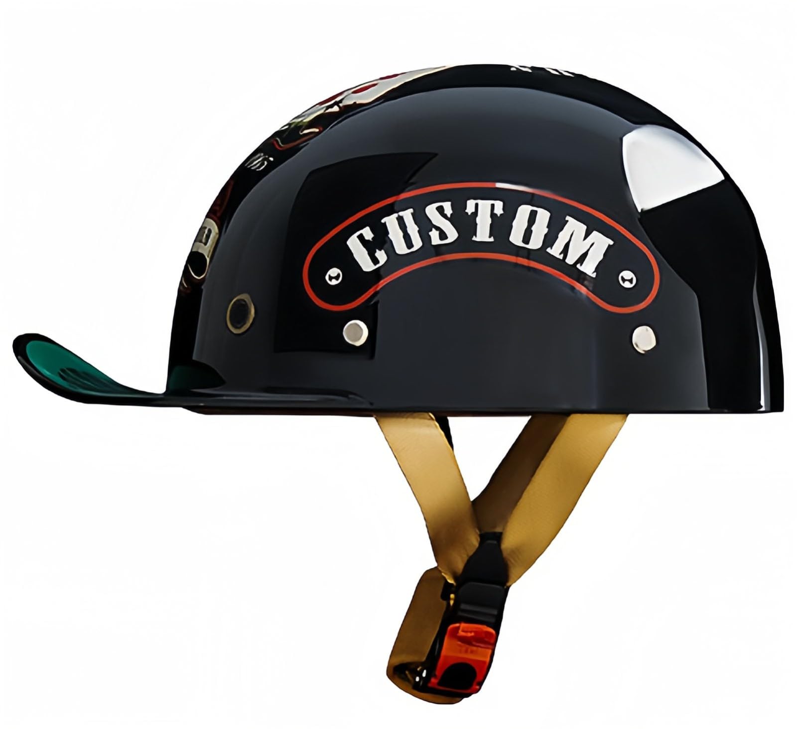 Offener Baseball-Motorradhelm, ECE-geprüfter Vintage-Motorradhelm für Moped mit Visier, Roller, Cruiser, Jet-Motorradhelm für Damen und Herren B,L59-60CM