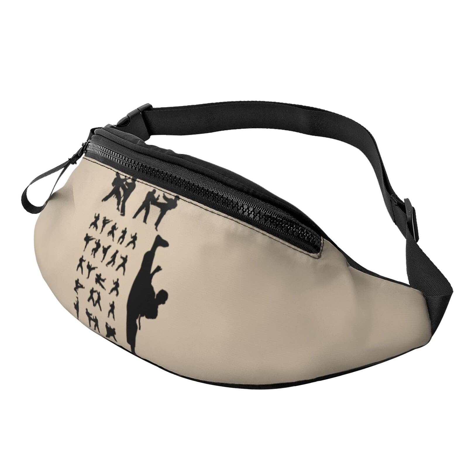 HSJFS Sporttasche mit niedlichem Mops-Motiv, lässige Brusttasche, Silhouetten of Martial Arts, Einheitsgröße