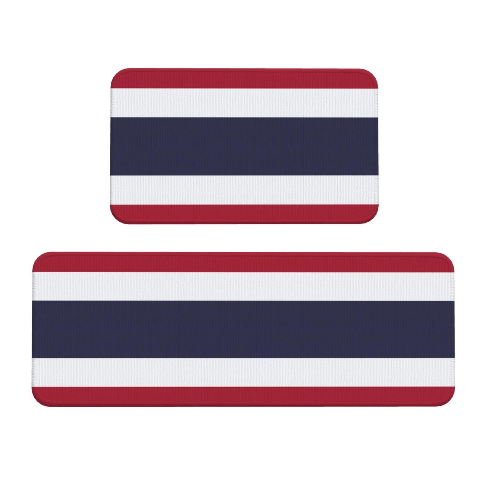 YQxwJL Küchenteppich-Set, Motiv: Thailand-Flagge, rutschfest, wasserdicht, für Flur, Büro, 2 Stück