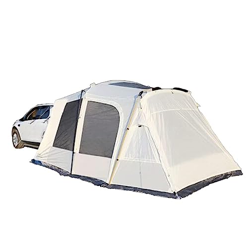 Auto Vorzelt Camping, Fahrzeug-Autozelt, SUV-Heckklappenzelt-Überdachung, Auto-SUV-Zeltaufsatz for Camping, Auto-Markisenzelt, Campingzelt, Schrägheck(White,RainflyInner Tent)