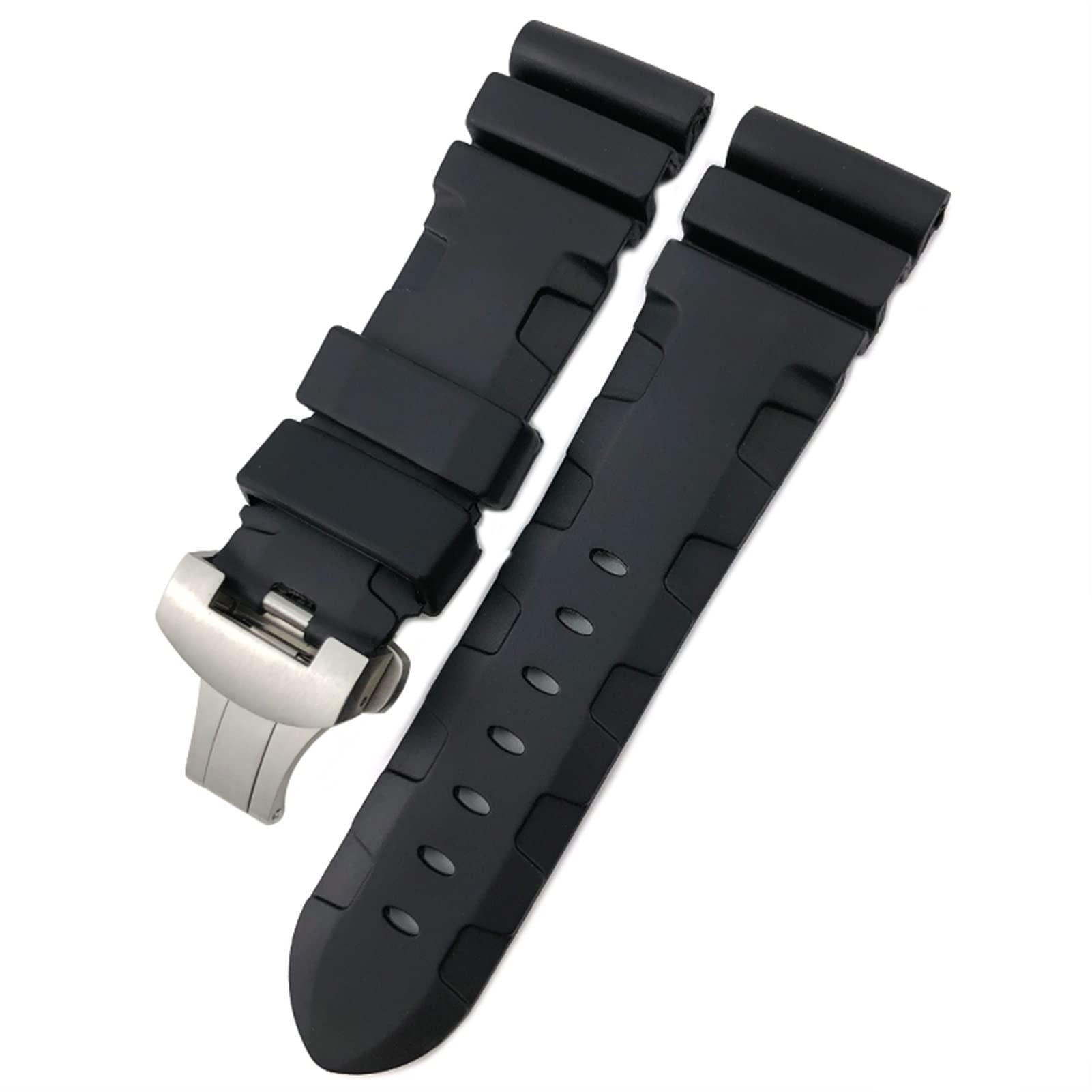 SCRUBY Gummi-Uhrenarmband 22mm 24mm 26mm Silikon Uhrenarmband Für Panerai Tauchleuchte PAM Wasserdicht Armband, 26mm black buckle, Achat