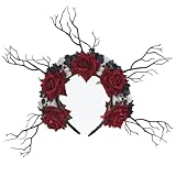 Bottone Gothic-Blumenkronen für Damen, Gothic-Totenkopf-Haarband, Baumzweig-Stirnband, Blumengeweih, Krone, Halloween, ein Stirnband