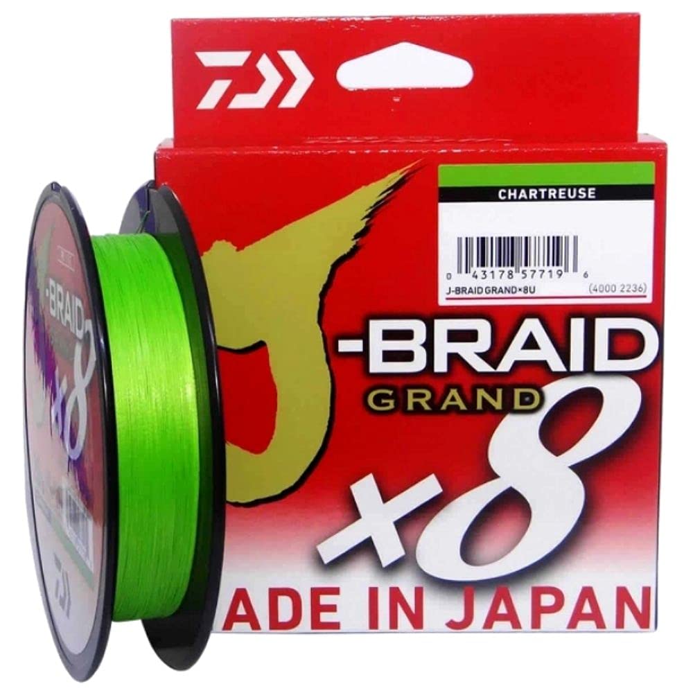 Daiwa J-Braid Grand x8E 0.22mm, 19.5kg/43.0Lbs, 270m, Chartreuse, Geflochtene Angelschnur, 127697-122