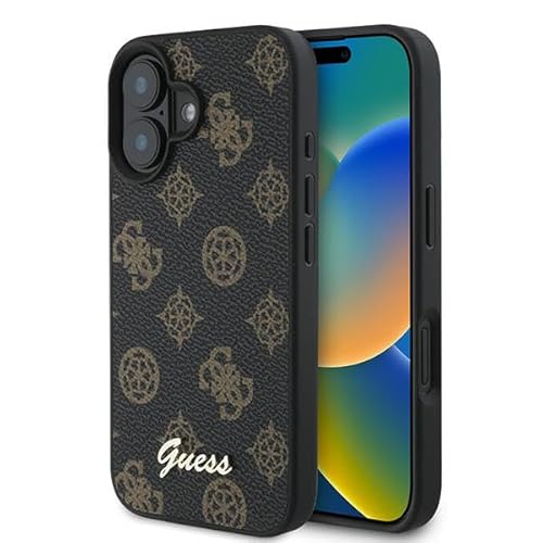 CG Mobile Guess GUHMP16MPGPYSK Hülle für iPhone 16 Plus 6.7" Schwarz hardcase PU Peony Script