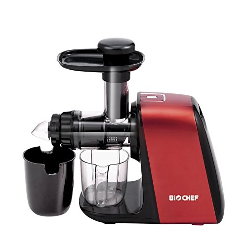 BioChef Axis Compact Entsafter/Slow Juicer/Horizontaler Entsafter - 150Watt & 80 U/min: Der ultimative Weizengras und Blattgemüse Entsafter (Rot)