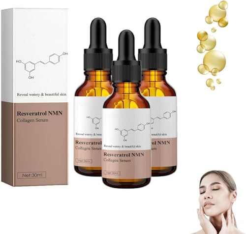 NEWMatch Resveratrol Collagen Serum, Collagen Instant Firming Serum, High Hydrating Instant Lifting Face Skin Care, Effective Anti-Wrinkle Face Serum 3 pcs