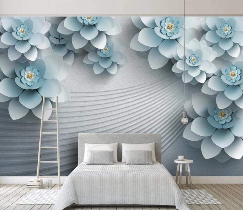 Blaue Blumen 3D Tapete Poster Restaurant Schlafzimmer Wohnzimmer Sofa TV Dekorative Wand-300cm×210cm