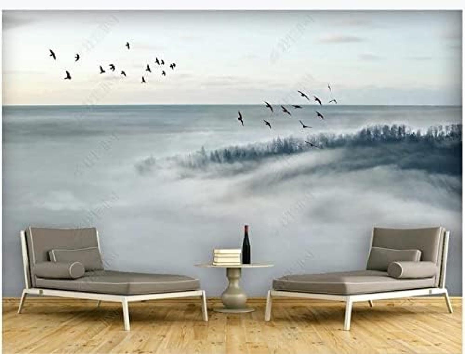 Einfache Tinte Cloud Mist 3D Tapeten Wanddekoration Fototapete Sofas Wohnzimmer Wandbild Schlafzimmer-150cm×105cm