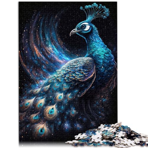 Puzzlespiel Cosmic Peacocke für Erwachsene, 1000 Teile, Holzpuzzle, jedes Teil ist einzigartig – anspruchsvolles, unterhaltsames Familienspiel, 1000 Teile (50 x 75 cm)