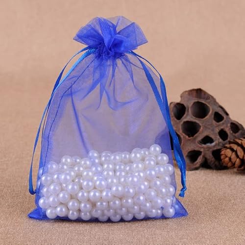 50 Stück 7 x 9 cm 9 x 12 cm 10 x 15 cm 15 x 20 cm Organza-Geschenktüten Weihnachten Halloween Hochzeit Party Geschenkbox Süßigkeiten Schokolade Verpackungstüten-Blau,17x23cm