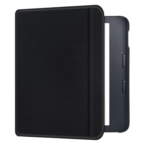 Schlanke Hartschalenhülle, passend for den 7-Zoll-E-Reader Kobo Libra Colour, PU-Leder-Folio-Cover mit automatischer Ruhe-/Aufwachfunktion(Black)