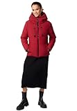 MARIKOO Damen Winterjacke Steppjacke Winter Jacke gesteppt warm mit Kapuze B977 [B977-Shimo-Dark-Red-Gr.M]