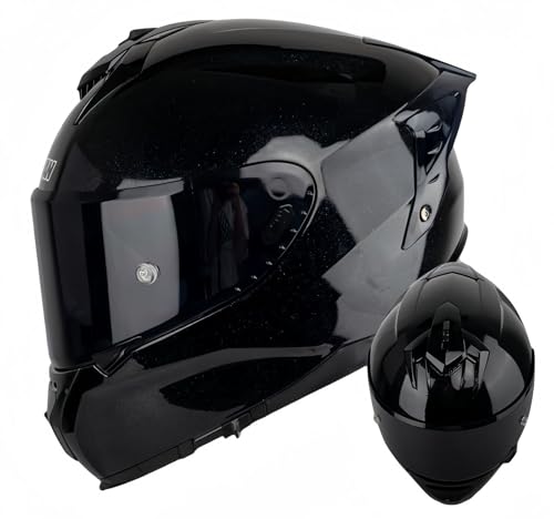 Modularer Integrierter Motorradhelm, ECE-Zugelassener Visier-Integral-Motorradhelm Antibeschlag-Motorrad-Rollerhelm Doppelspiegel Herren Damen Antikollisionshelm F,M57-58CM