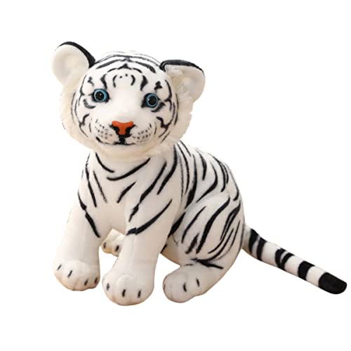 DANAIM Kuscheltiere Tigerspielzeug, Leopard Löwe Plüschtier 12 Zoll Süße Weiße Tigerplüschpuppe Weiches Geschenk Heimdekoration for Jungen Mädchen Kinder(White,Height 33cm)