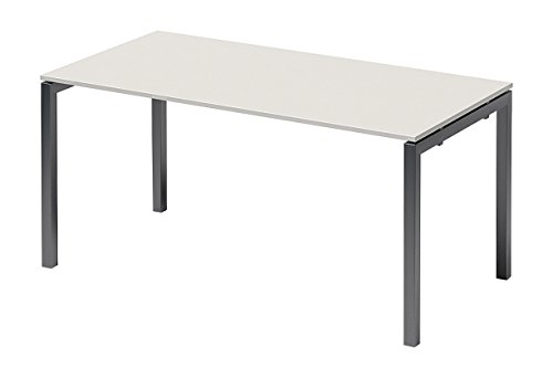 BISLEY Cito Schreibtisch, 740 mm höhenfixes U, H 19 x B 1600 x T 800 mm, Metall, Gw334 Dekor Grauweiß, Gestell Anthrazitgrau, 80 x 160 x 74 cm