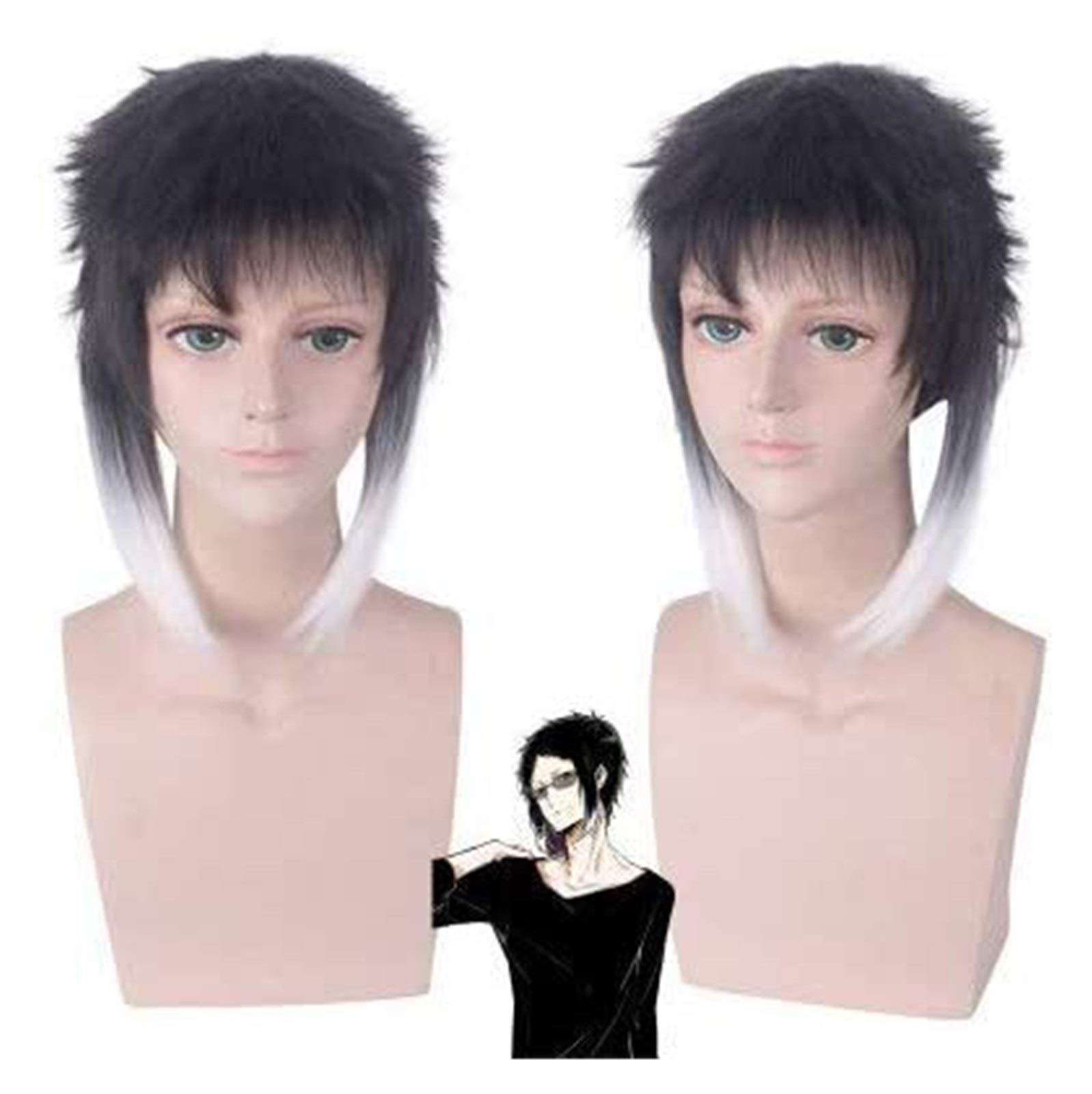 LINLINCD-Anime Coser Wig Anime Black Kurzhaar Perücke Bleichen und Färben Perücke Bungo Hunde Stray Ryunosuke Akutagawa Cosplay Comic - Kont Halloween Party Karneval Männer und Frauen Anime Fans Cade