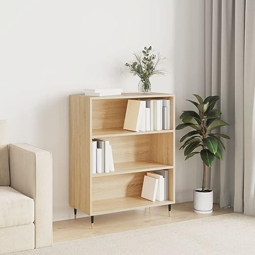 KLYEON Bücherregal Sonoma-Eiche 69,5x32,5x90 cm Holzwerkstoff,Modernes Bücherregal mit viel Stauraum aus SonomaEiche Regalsysteme