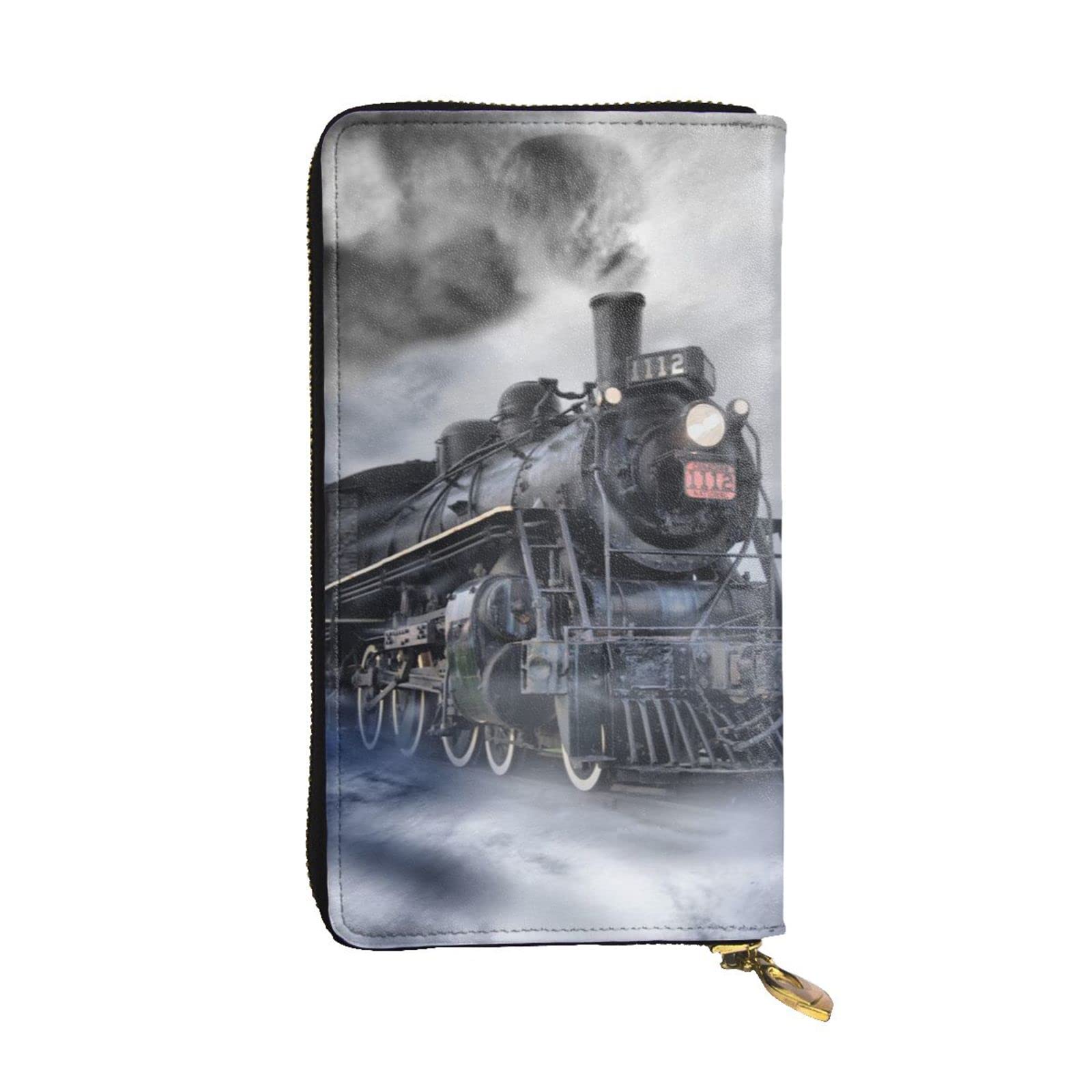 DMORJ Steam Train Clouds Leder-Clutch-Geldbörse, 19 x 10 cm, bequem, leicht, wasserdicht, langlebig, schönes Geschenk, Schwarz, Einheitsgröße, Schwarz , Einheitsgröße