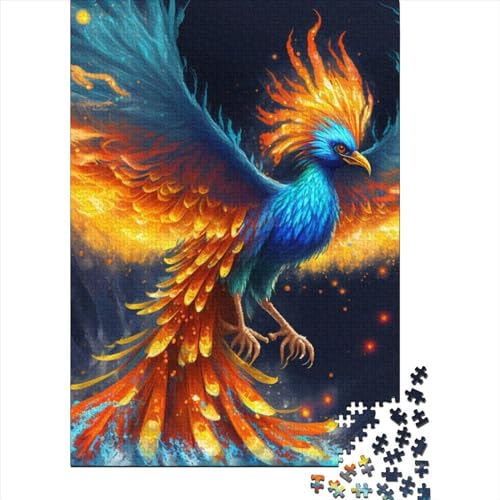 Legendäre blaue Phönixe, 1000-teiliges Puzzle für Erwachsene, Holzpuzzle für Erwachsene, Puzzles für Erwachsene, Lernspiel, Herausforderungsspielzeug, 75 x 50 cm