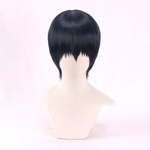 WCCNKK Anime Cosplay Perücke, Haikyuu Tobio Kageyama Perücke, Schwarzblaues Kurzes Haar, Mit Perückenkappe, Für Party Alltag Halloween Perücke Cosplay, Dekorative Geschenke