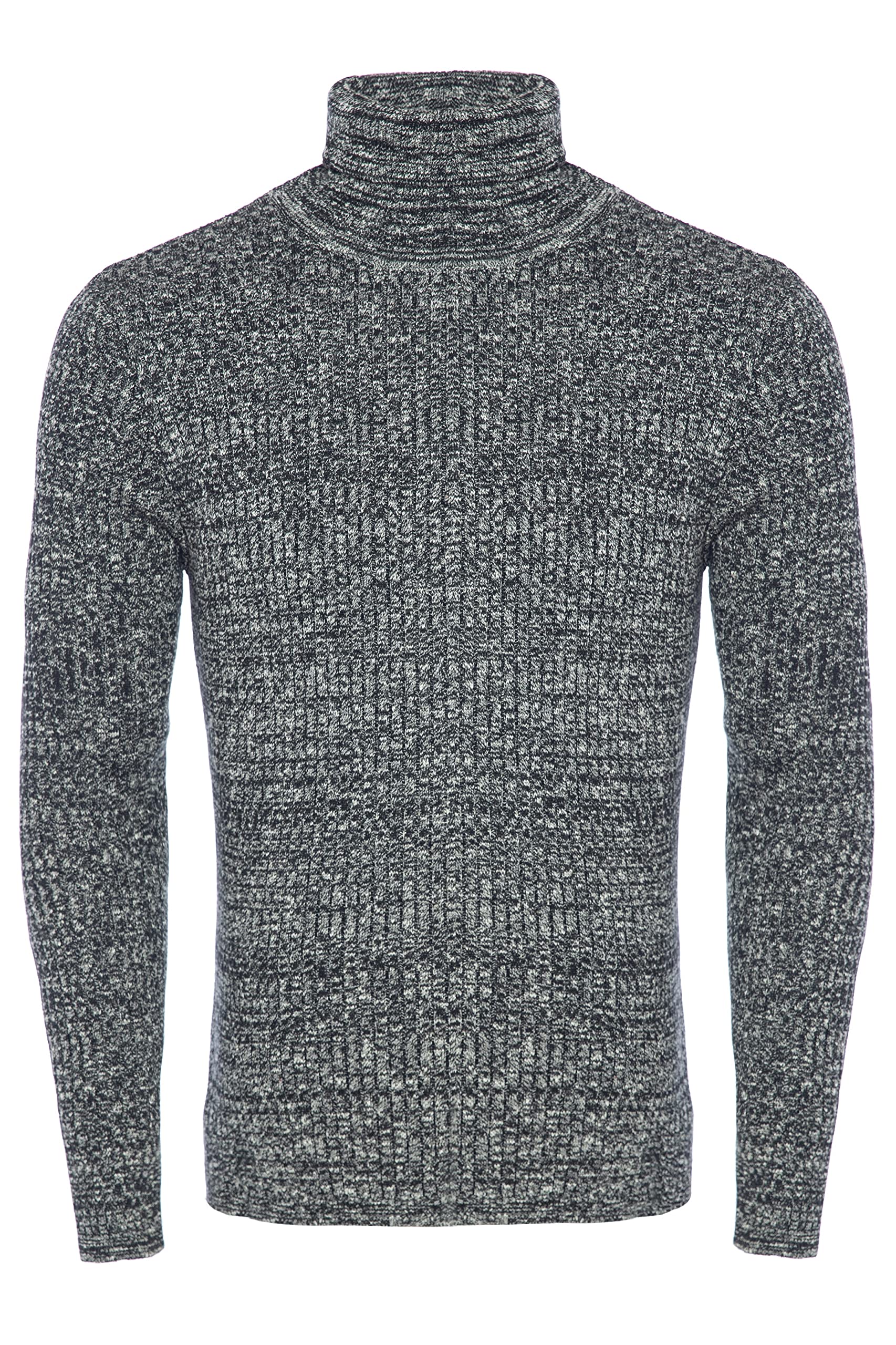 Karl´s People Herren Rollkragen-Pullover Herren Rolli S-5 XL • Rollkragenpullover für Herren mit Streifenmuster • Angenehmer Pullover Herren Langarm (L, Black-White)